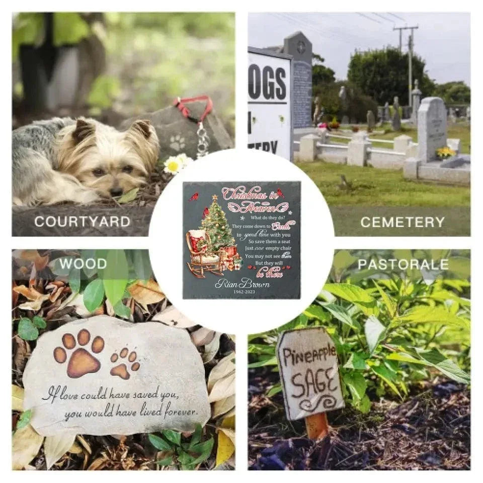 Christmas Memorial Personalized Custom Square Shaped Memorial Stone - Sympathy Gift For Family Members - Joliny