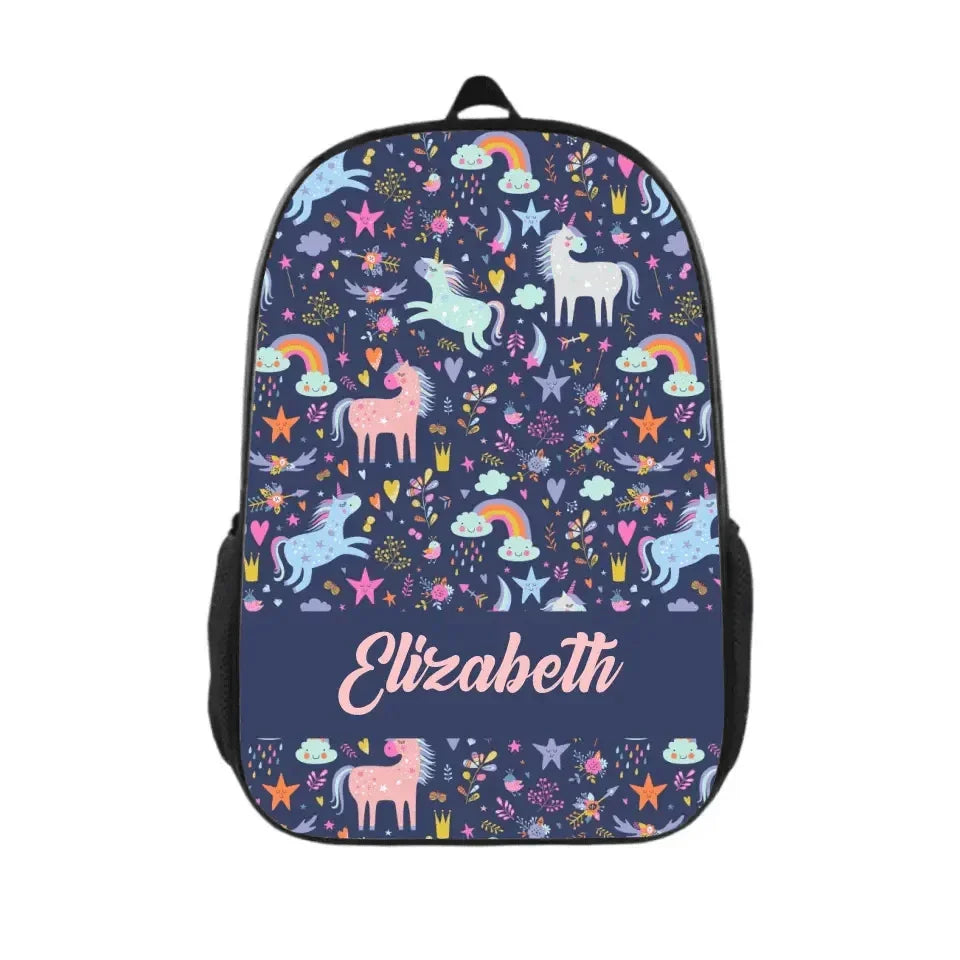 Clouds Raindrops Rainbows Stars Unicorns Name Customized Backpacks Children'S School Season Gifts - Joliny