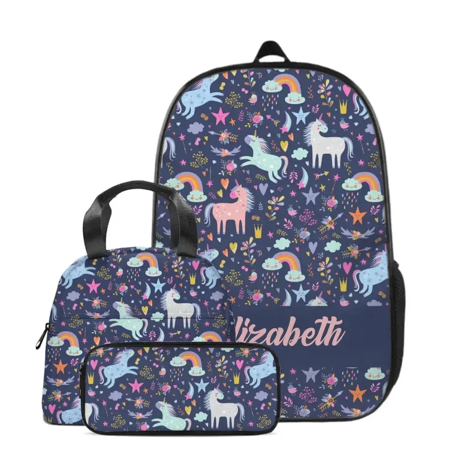 Clouds Raindrops Rainbows Stars Unicorns Name Customized Backpacks Children'S School Season Gifts - Joliny