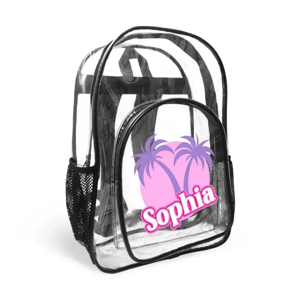 Coconut Tree Name Custom Clear Backpack - School Season Gifts - Joliny