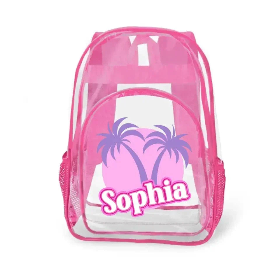 Coconut Tree Name Custom Clear Backpack - School Season Gifts - Joliny