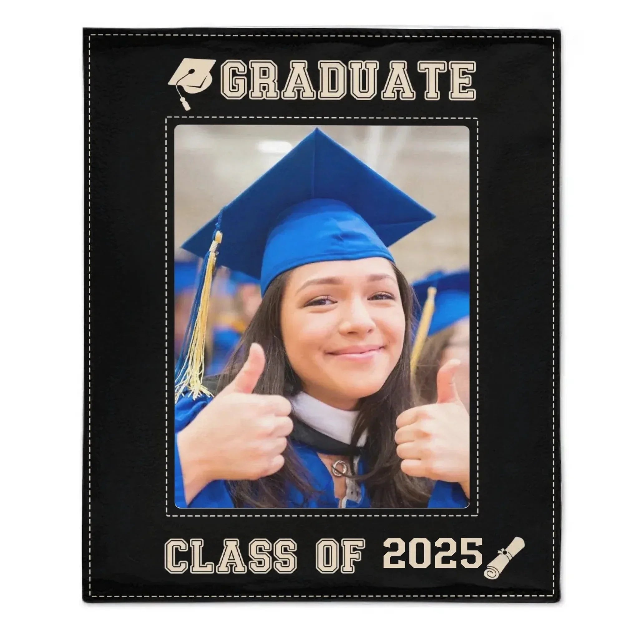 Congratulations To Graduates Gift Blanket, 2024 Graduates, Black Gold Edge Photo Blanket - Joliny