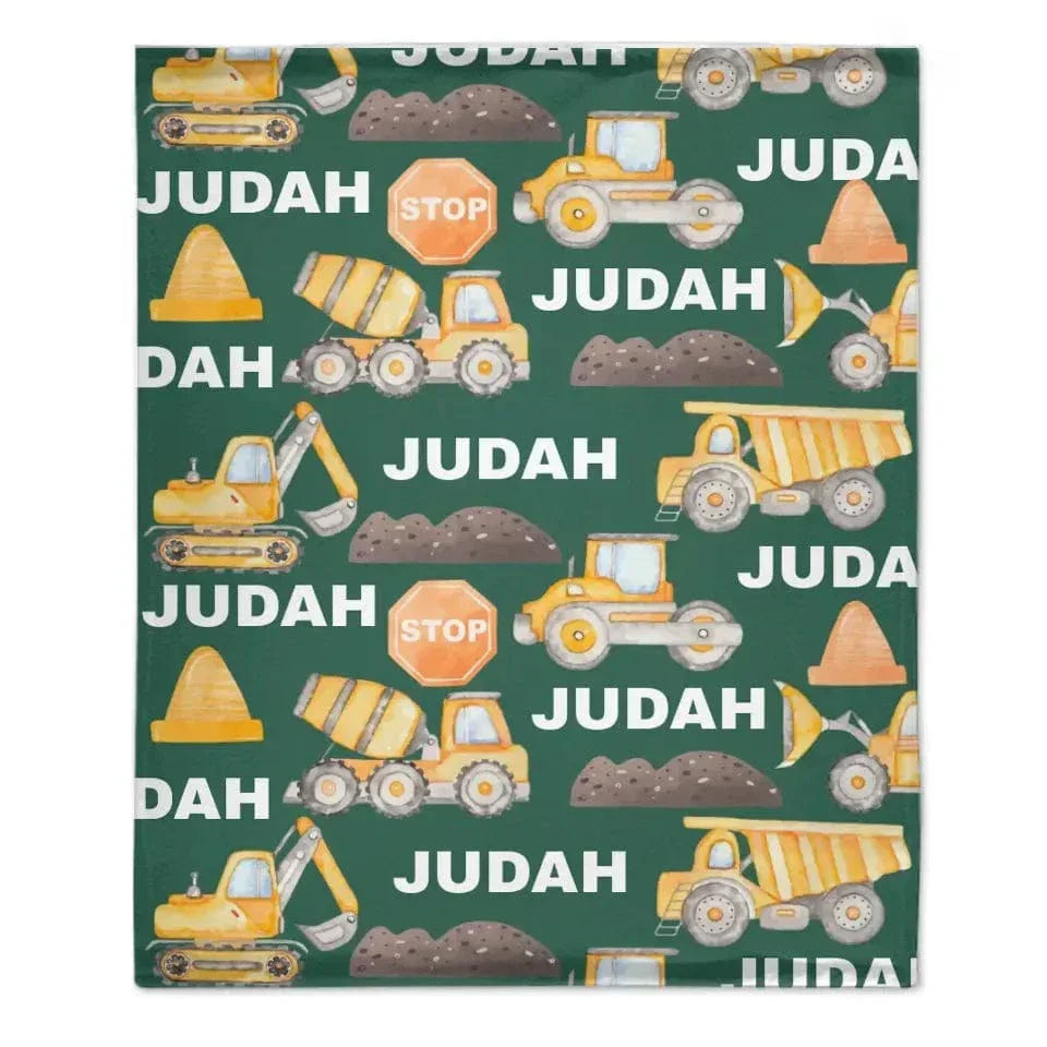 Construction Truck Site Personalized Name Custom Blanket Gift for Kids - Joliny