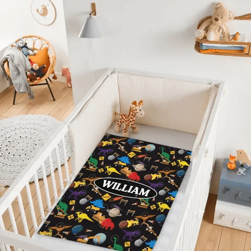 Construction Trucks Planet Dinosaurs in Space Blanket - Joliny