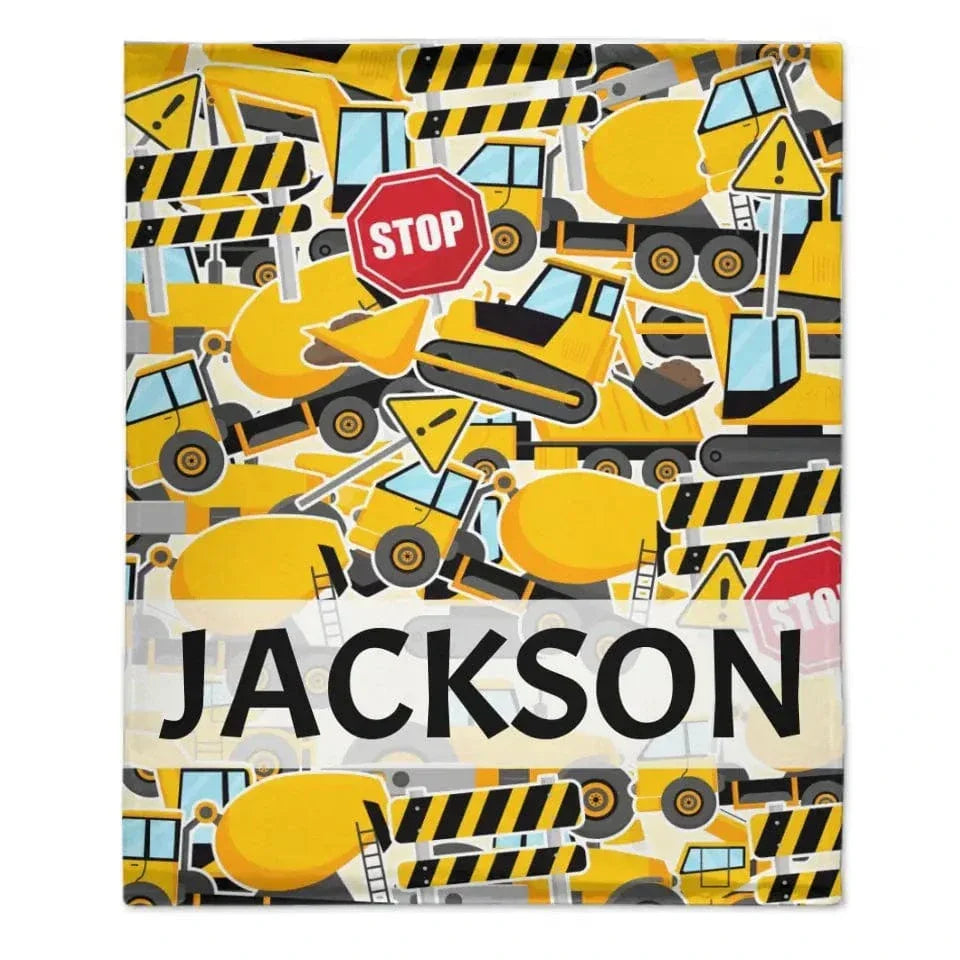 Construction Vehicle Truck Collection - Customized Children's Name Blanket - Joliny