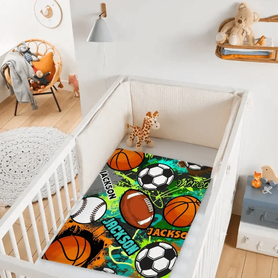 Cool Sports Game Name Custom Blanket Football Basketball Baseball Volleyball Tennis Sports Themed Blanket - Joliny