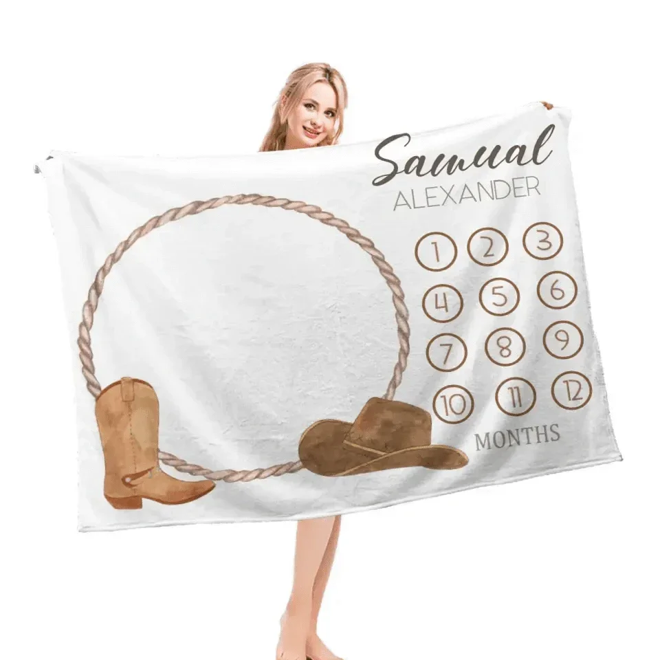 Personalized Blankets Customized Baby Blankets with Baby's Birth Month and Name - Joliny