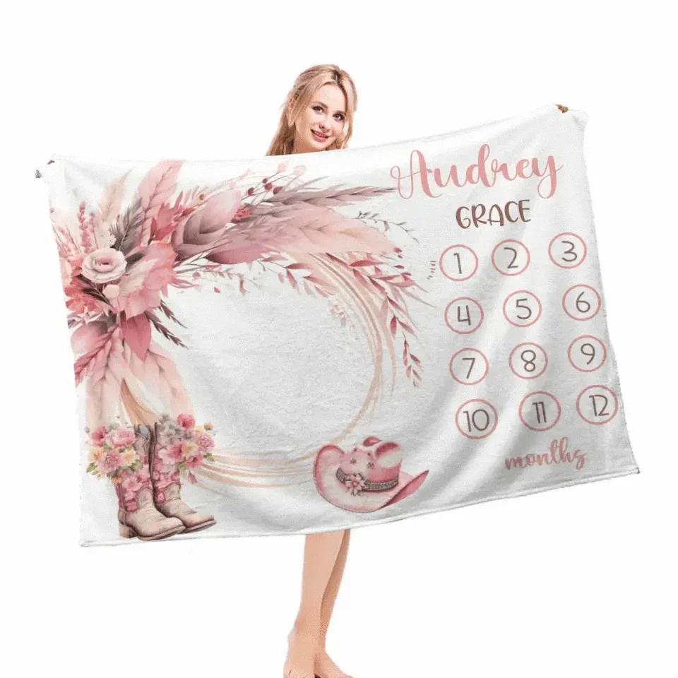 Personalized Blankets Customized Baby Blankets with Baby's Birth Month and Name - Joliny