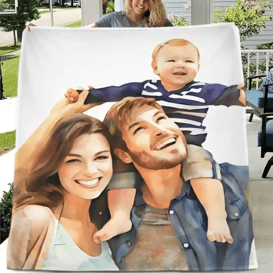 Cozy Canvas: Turning Family Photos into an Oil Painting Style Blanket - Joliny