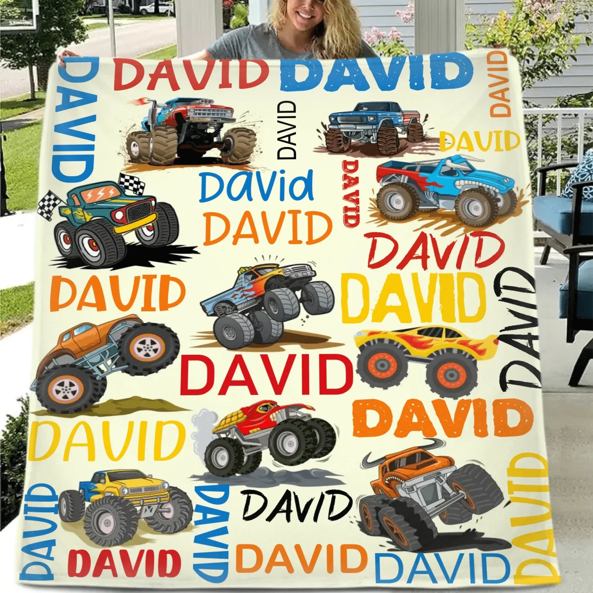 Crazy Truck Blanket - Gifts for Kids - Personalized Name Blanket - Joliny