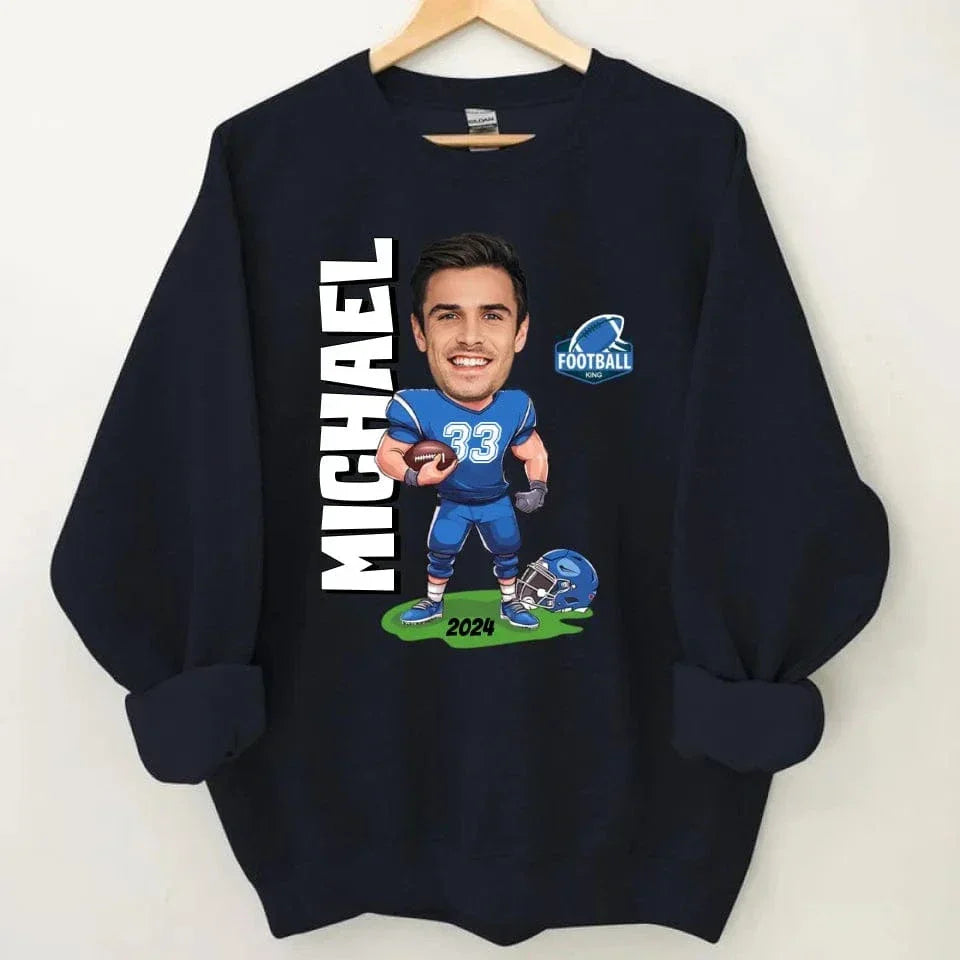Customised American Football Comics Clothes - Personalised Photo Sweatshirt - A Gift for Football Fans - Joliny