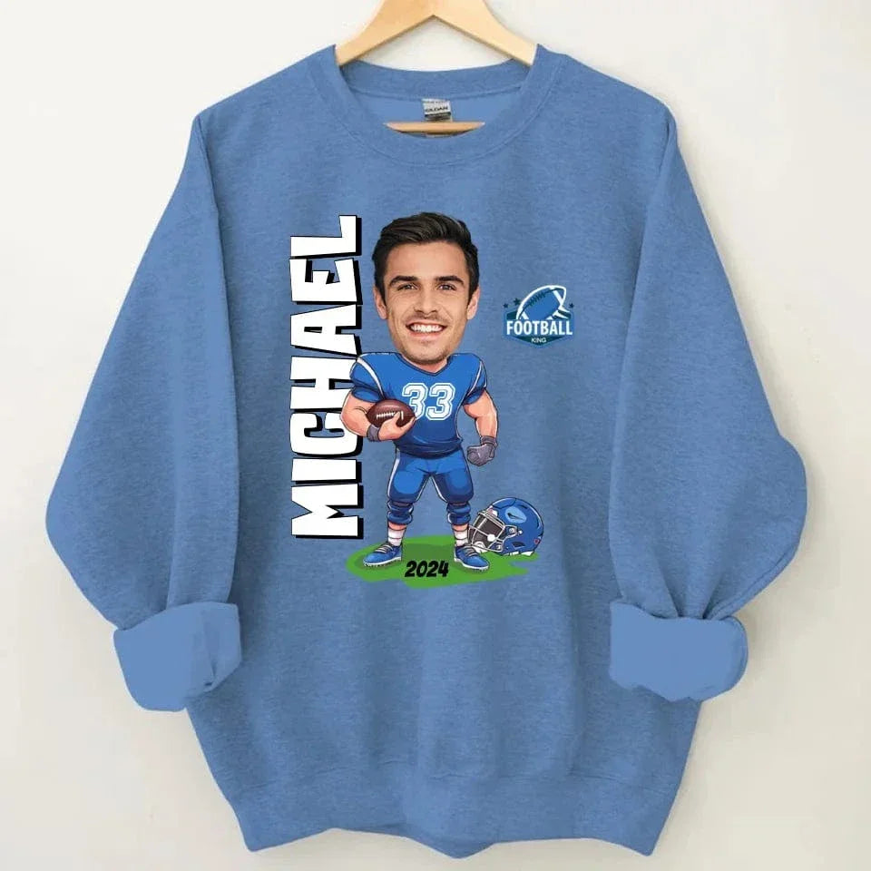 Customised American Football Comics Clothes - Personalised Photo Sweatshirt - A Gift for Football Fans - Joliny