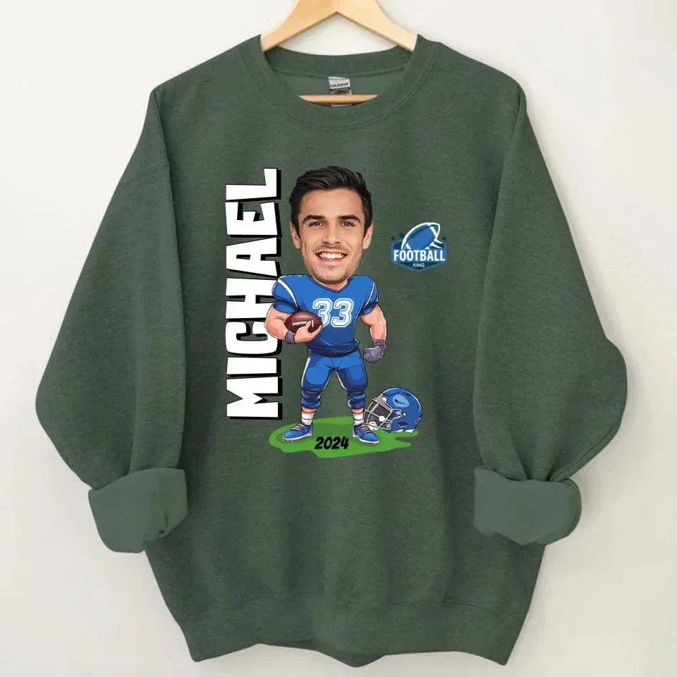 Customised American Football Comics Clothes - Personalised Photo Sweatshirt - A Gift for Football Fans - Joliny