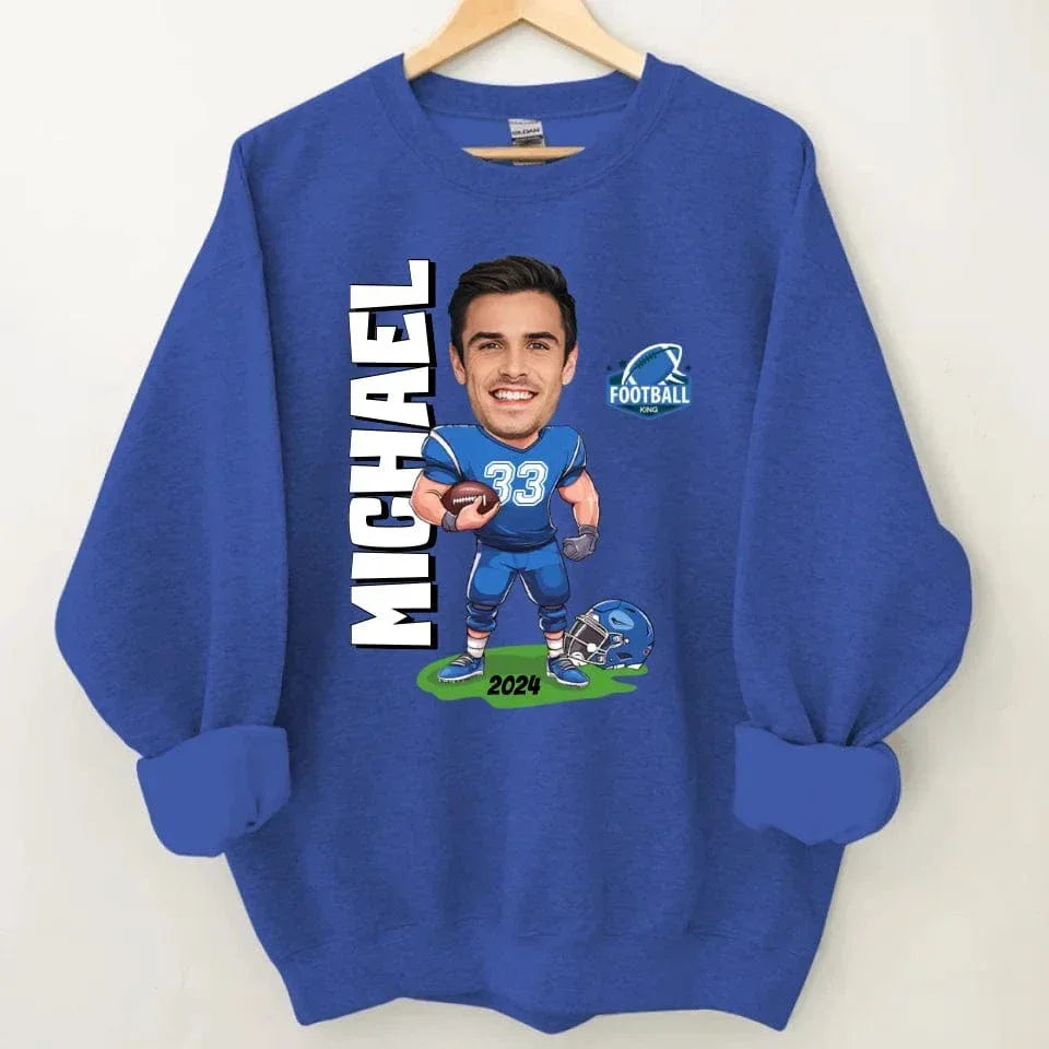 Customised American Football Comics Clothes - Personalised Photo Sweatshirt - A Gift for Football Fans - Joliny