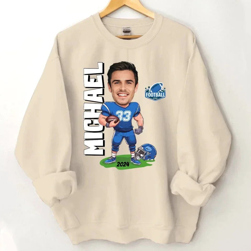 Customised American Football Comics Clothes - Personalised Photo Sweatshirt - A Gift for Football Fans - Joliny