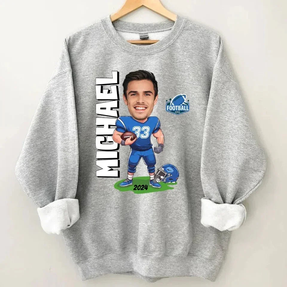 Customised American Football Comics Clothes - Personalised Photo Sweatshirt - A Gift for Football Fans - Joliny