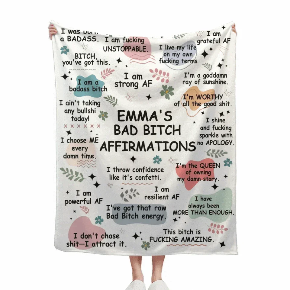 Custom B*tch Themed Fun Blanket - Personalized Title and Name Blanket in Cute Matching Colors - A Gift For Friend,BFF,Colleagues - Joliny