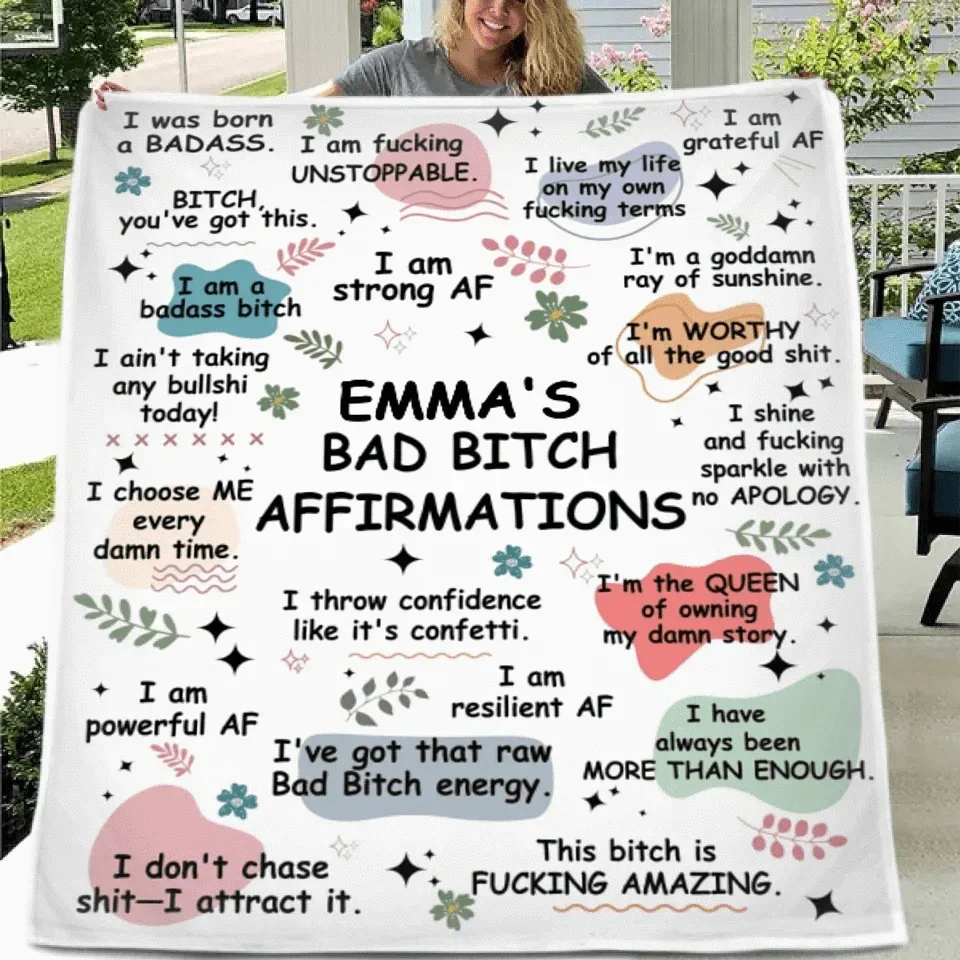 Custom B*tch Themed Fun Blanket - Personalized Title and Name Blanket in Cute Matching Colors - A Gift For Friend,BFF,Colleagues - Joliny