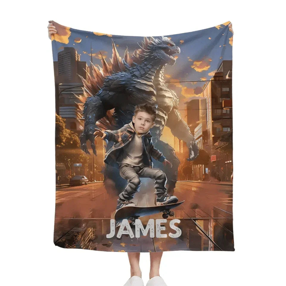 Custom Blanket for Kids, Mutant Monsters Home Decor, King of the Monsters Boys Name Blanket - Joliny