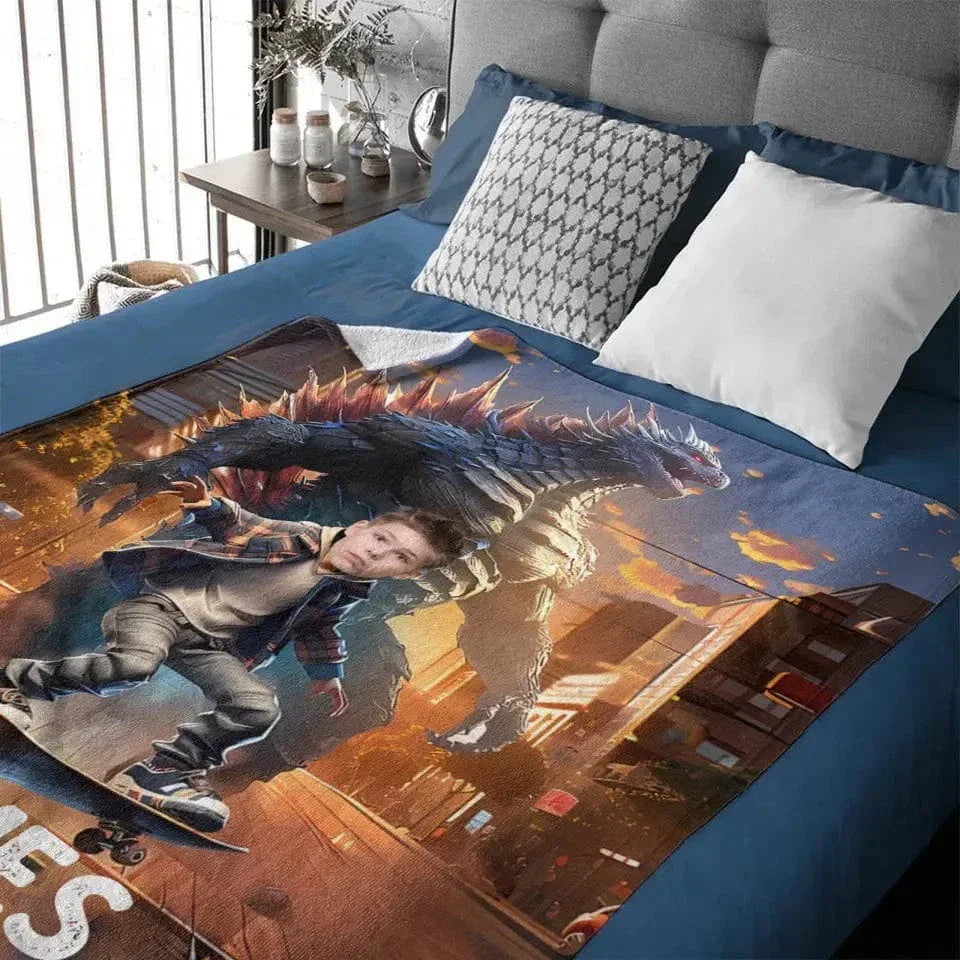 Custom Blanket for Kids, Mutant Monsters Home Decor, King of the Monsters Boys Name Blanket - Joliny