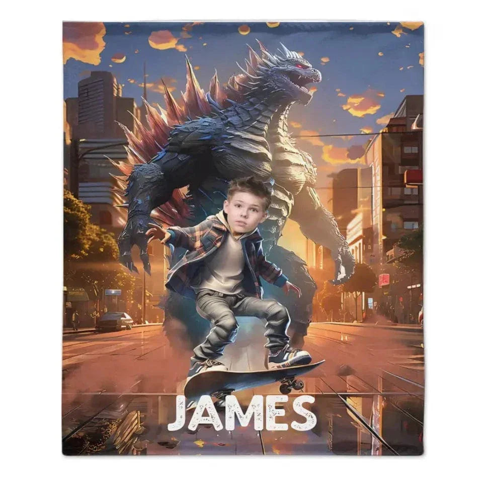 Custom Blanket for Kids, Mutant Monsters Home Decor, King of the Monsters Boys Name Blanket - Joliny
