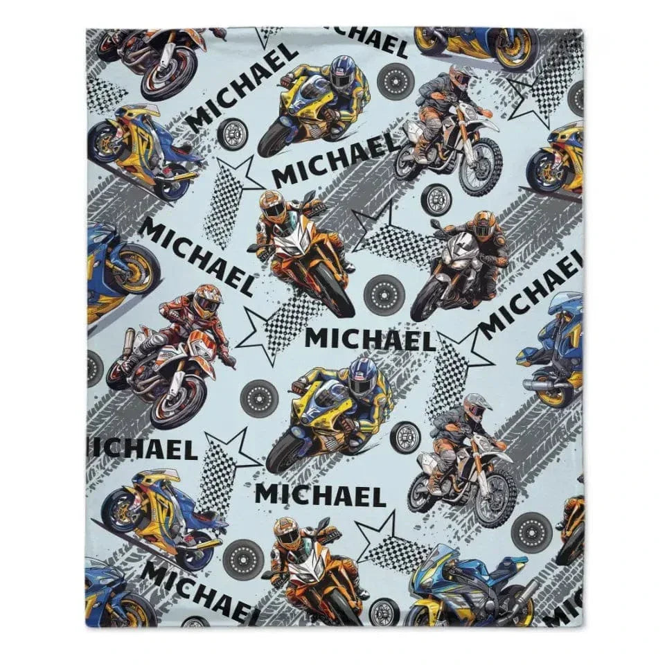 Custom Blanket with Name - Dirt Bikes - Joliny