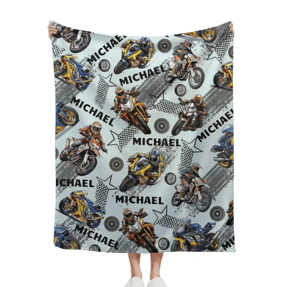 Custom Blanket with Name - Dirt Bikes - Joliny