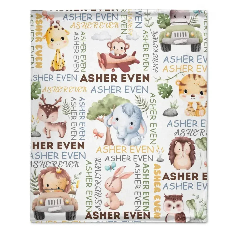 Custom Blanket with Name,Personalized Custom Baby Elephant Blankets - Joliny