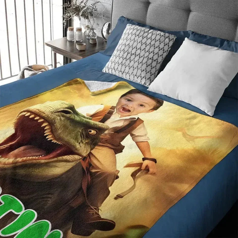 Custom Blankets PersonalizedPaw Boy Ride Dinosaur Blankets - Joliny