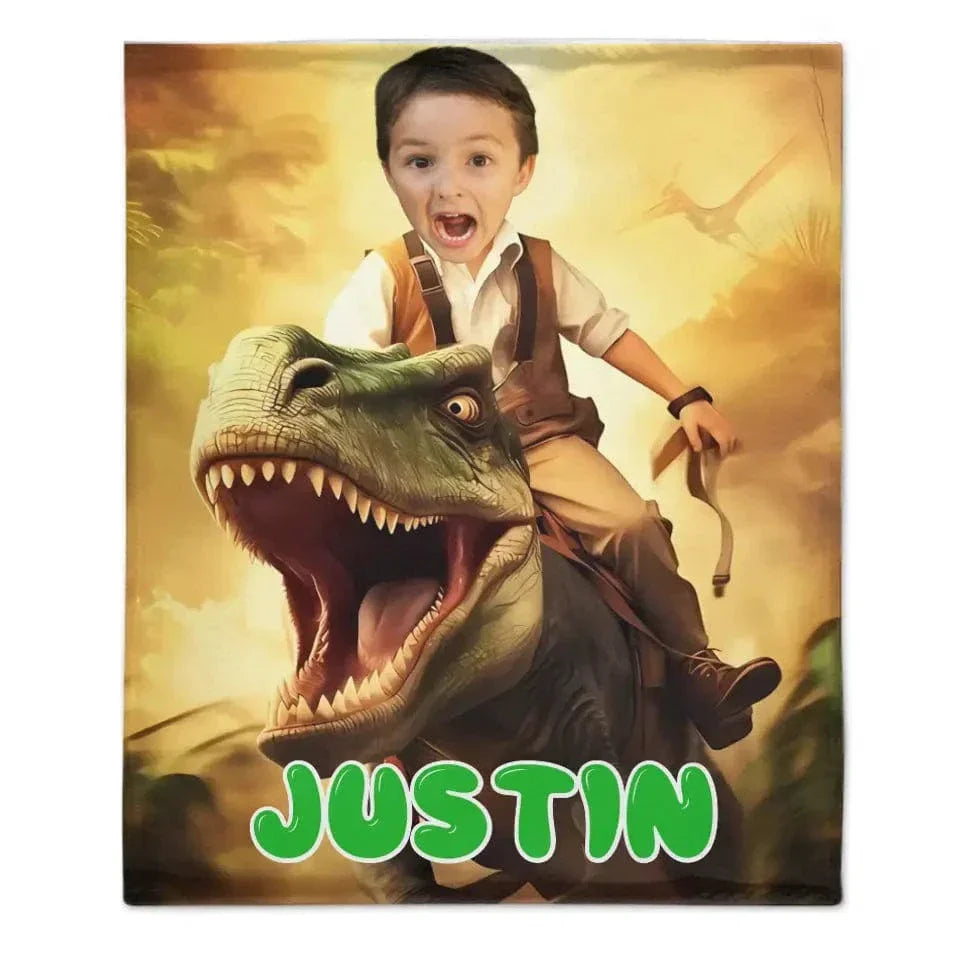 Custom Blankets PersonalizedPaw Boy Ride Dinosaur Blankets - Joliny