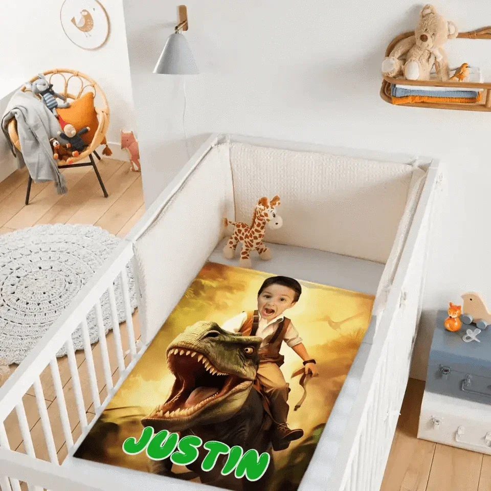 Custom Blankets PersonalizedPaw Boy Ride Dinosaur Blankets - Joliny