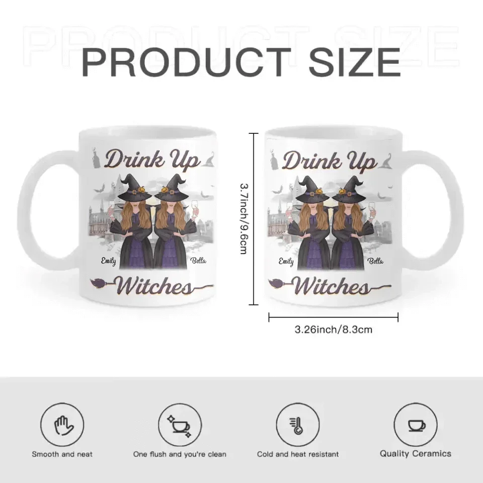Custom Drink Up Witches Mug- Personalized Bestie Mug - Halloween Gift For Best Friends, BFF, Sisters - Joliny