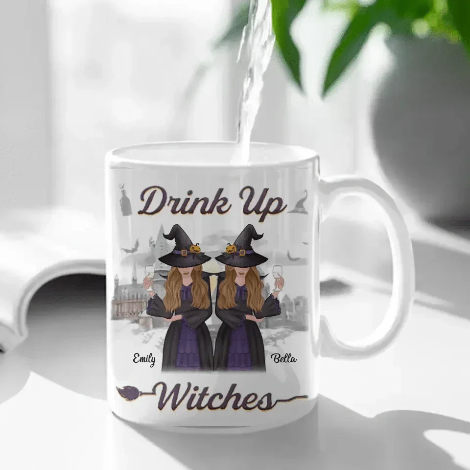 Custom Drink Up Witches Mug- Personalized Bestie Mug - Halloween Gift For Best Friends, BFF, Sisters - Joliny