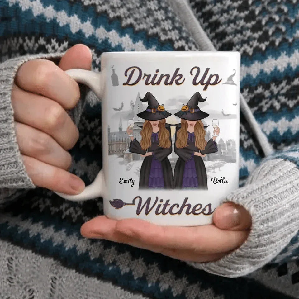 Custom Drink Up Witches Mug- Personalized Bestie Mug - Halloween Gift For Best Friends, BFF, Sisters - Joliny