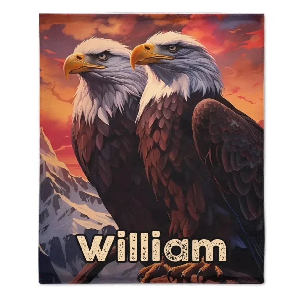 Custom Eagle Blanket - Personalized Name Sunset Background Eagle Blanket - A Gift For Bird Lover,Eagle Lover,Friend - Joliny