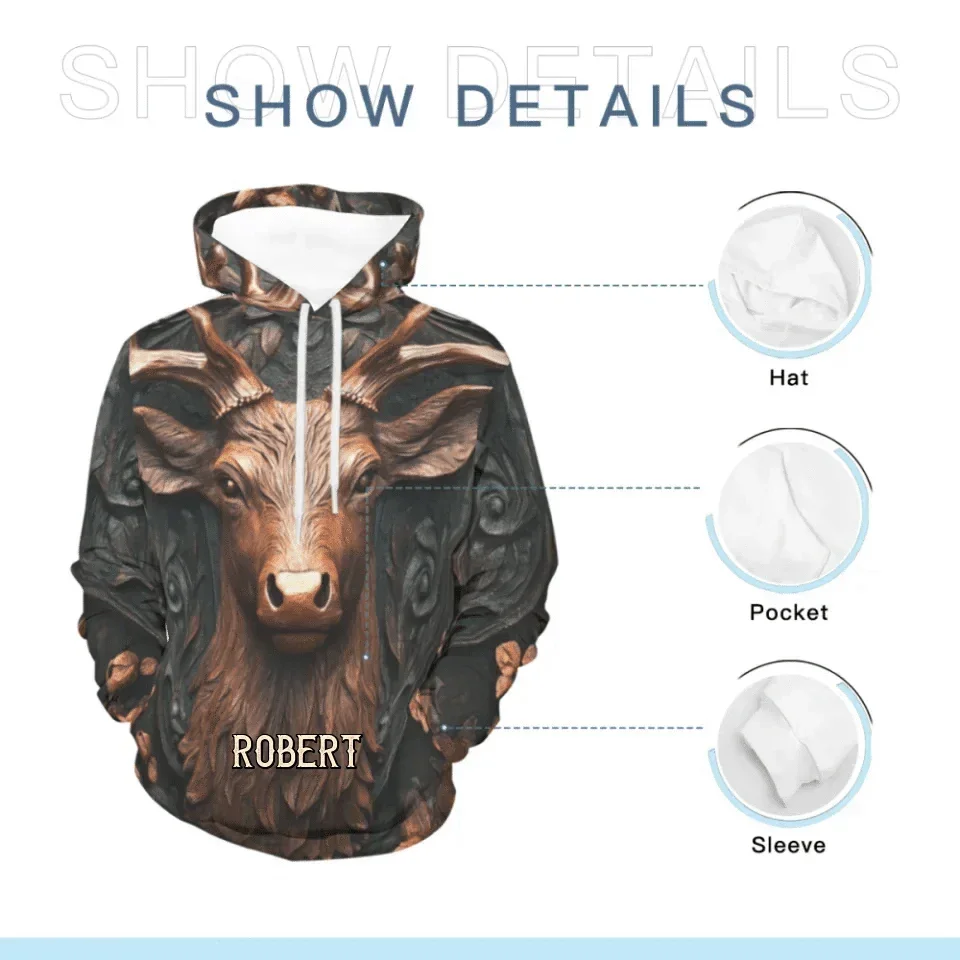 Custom Embossed Deer Pattern Clothing - Personalized Name Allover Printed Hunting Style Costume - A Gift For Friend,Hunting Lovers,Yourself - Joliny