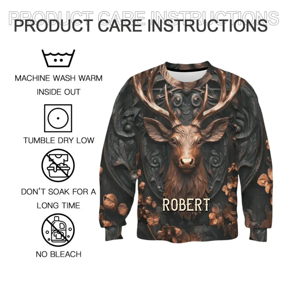 Custom Embossed Deer Pattern Clothing - Personalized Name Allover Printed Hunting Style Costume - A Gift For Friend,Hunting Lovers,Yourself - Joliny