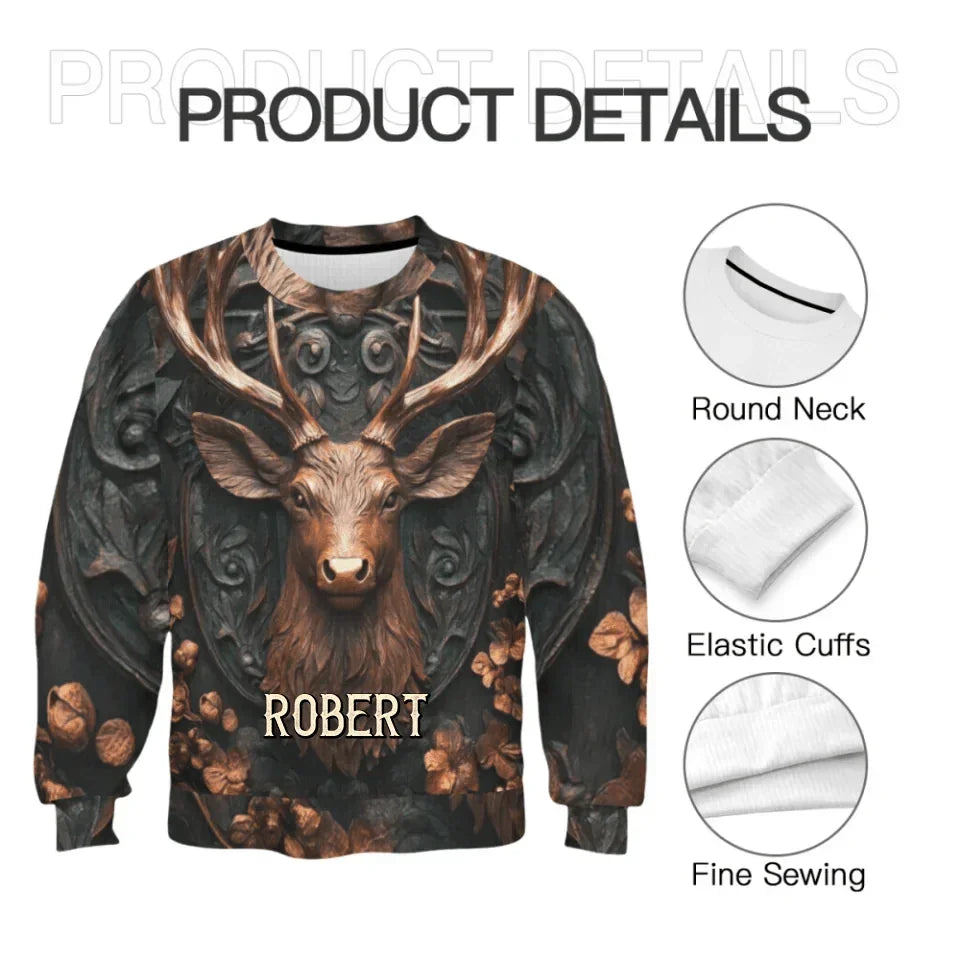 Custom Embossed Deer Pattern Clothing - Personalized Name Allover Printed Hunting Style Costume - A Gift For Friend,Hunting Lovers,Yourself - Joliny