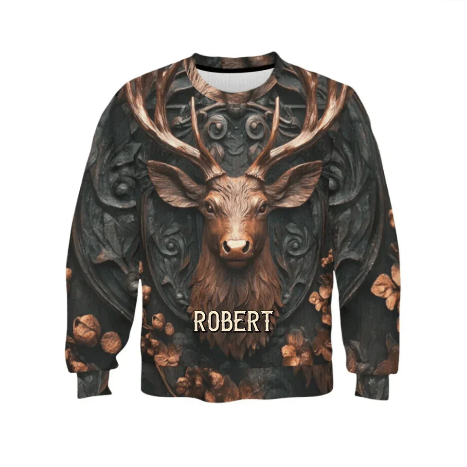 Custom Embossed Deer Pattern Clothing - Personalized Name Allover Printed Hunting Style Costume - A Gift For Friend,Hunting Lovers,Yourself - Joliny