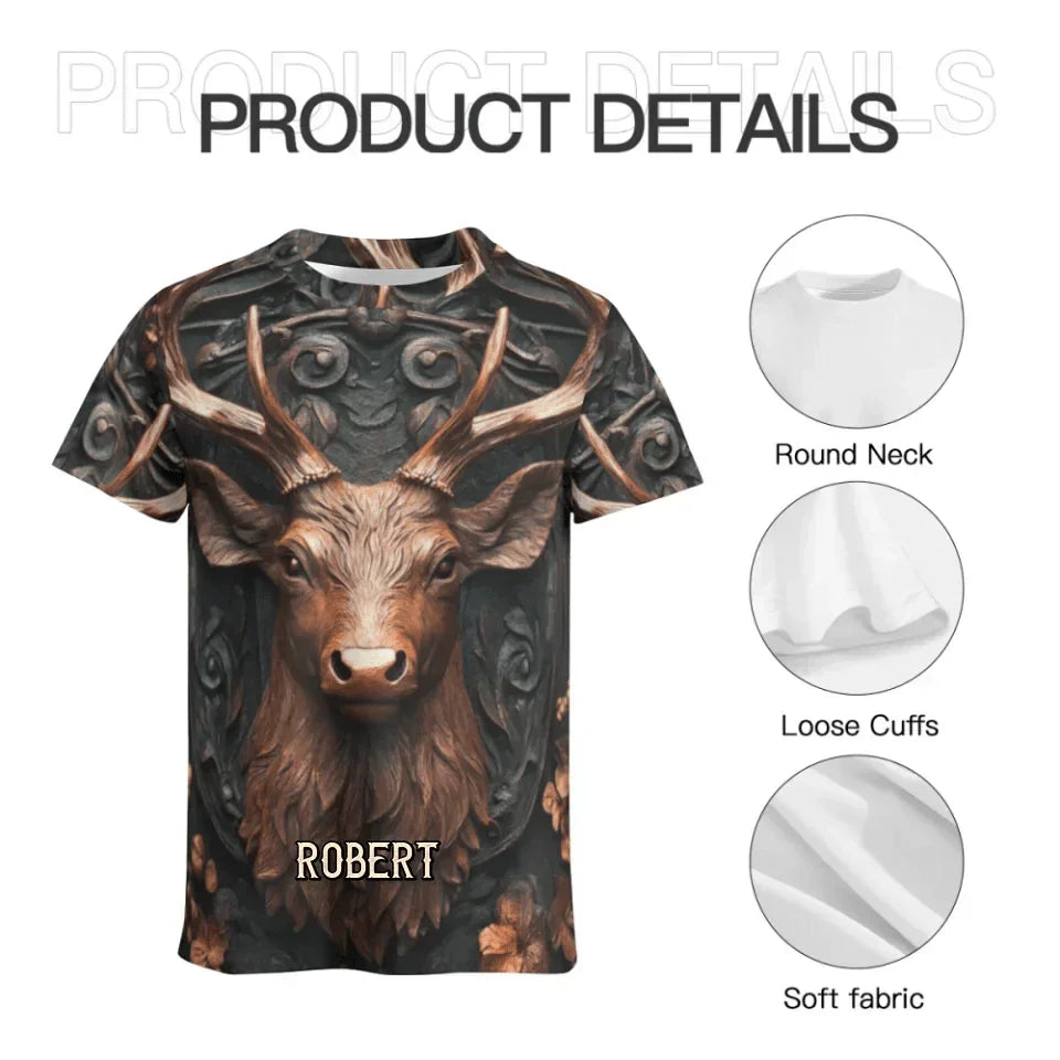 Custom Embossed Deer Pattern Clothing - Personalized Name Allover Printed Hunting Style Costume - A Gift For Friend,Hunting Lovers,Yourself - Joliny