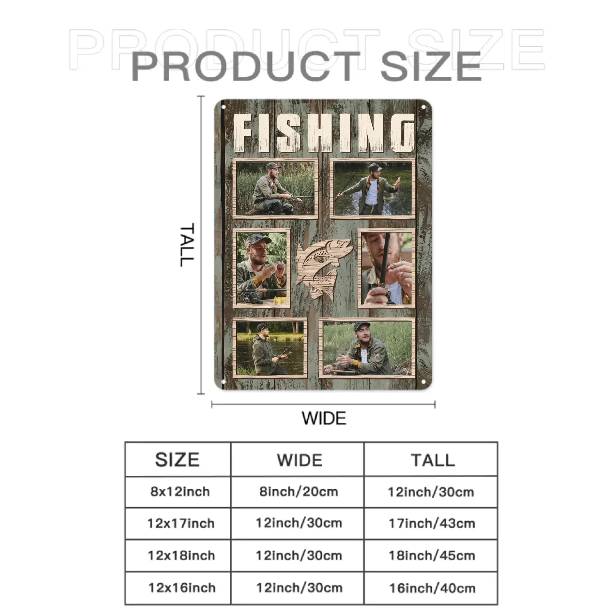 Custom Fishing Themed Wall Art - Personalized Collage of Photos Decorative Painting - A Gift For Dad,Grandpa,Fishing Lovers - Joliny