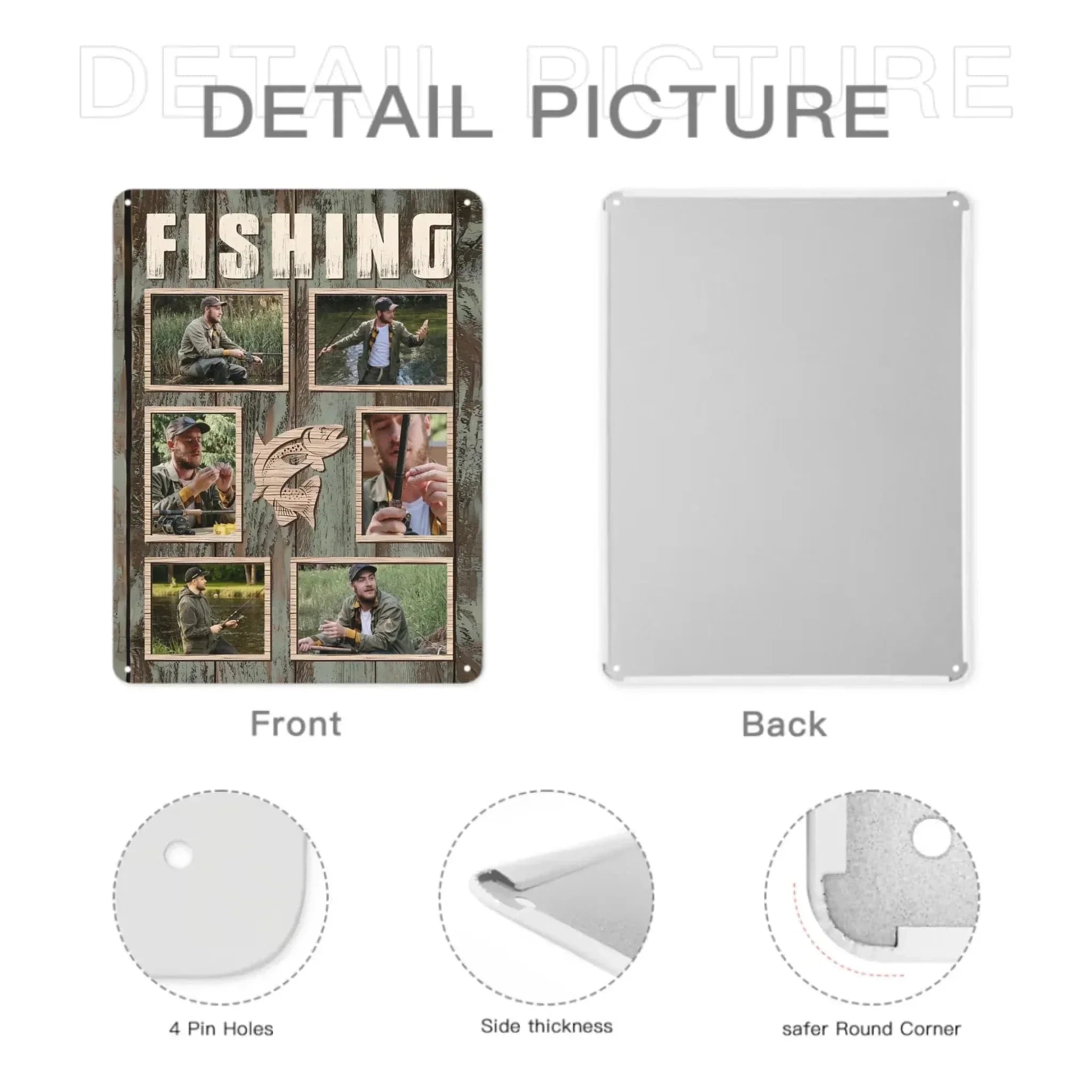 Custom Fishing Themed Wall Art - Personalized Collage of Photos Decorative Painting - A Gift For Dad,Grandpa,Fishing Lovers - Joliny
