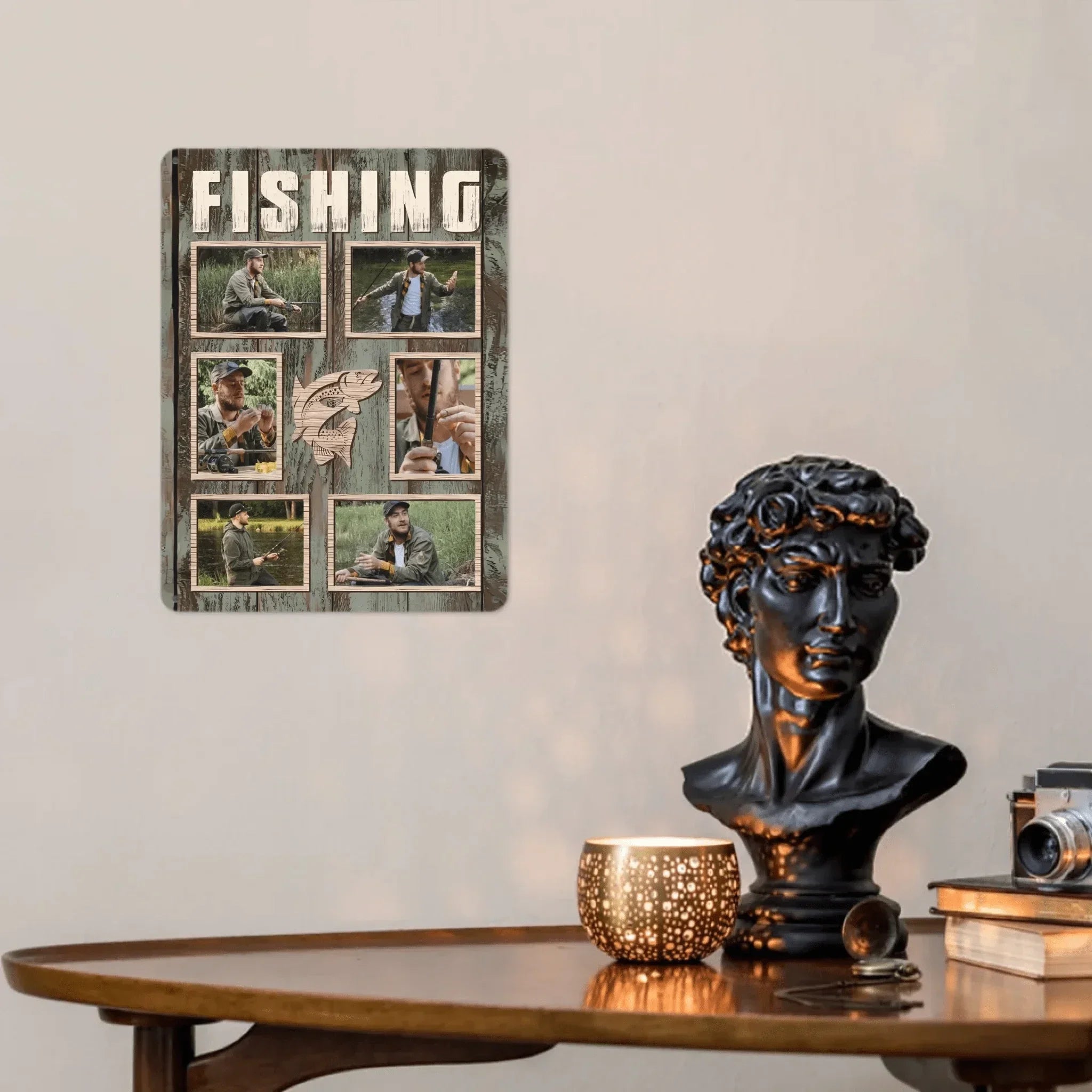 Custom Fishing Themed Wall Art - Personalized Collage of Photos Decorative Painting - A Gift For Dad,Grandpa,Fishing Lovers - Joliny