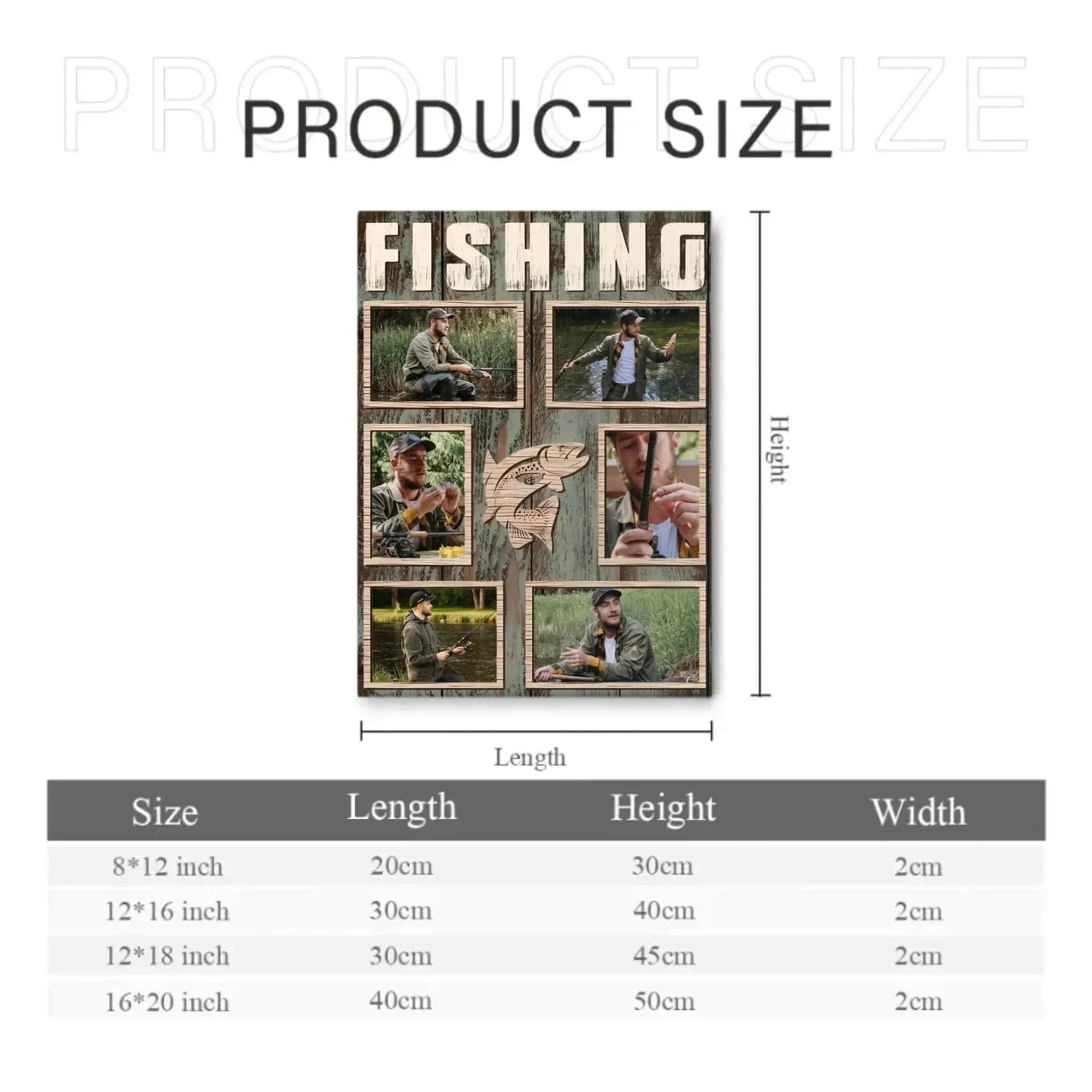 Custom Fishing Themed Wall Art - Personalized Collage of Photos Decorative Painting - A Gift For Dad,Grandpa,Fishing Lovers - Joliny