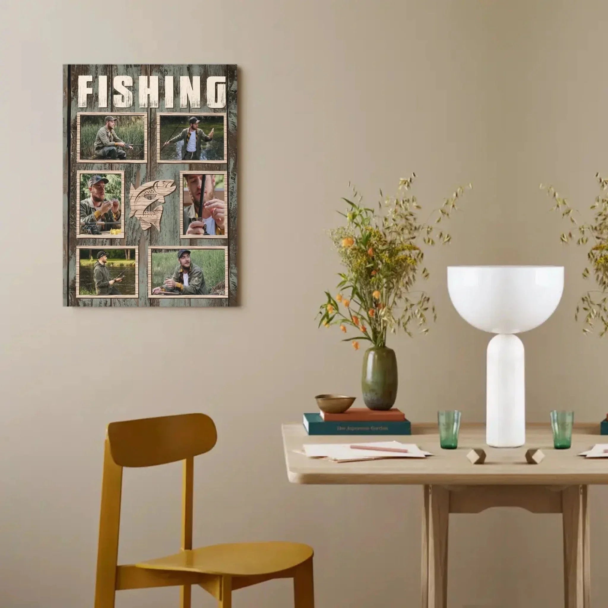 Custom Fishing Themed Wall Art - Personalized Collage of Photos Decorative Painting - A Gift For Dad,Grandpa,Fishing Lovers - Joliny