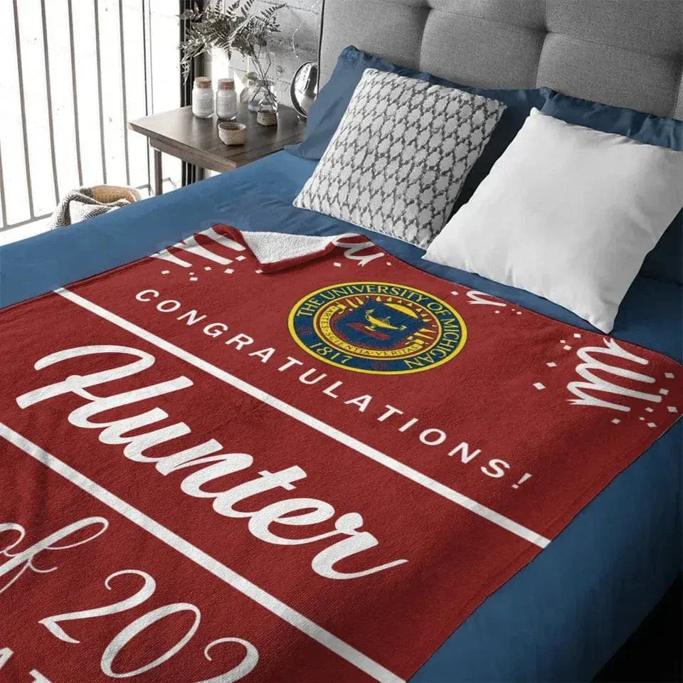 Custom Graduation School Logo Blanket, College Class of 2024 - Joliny