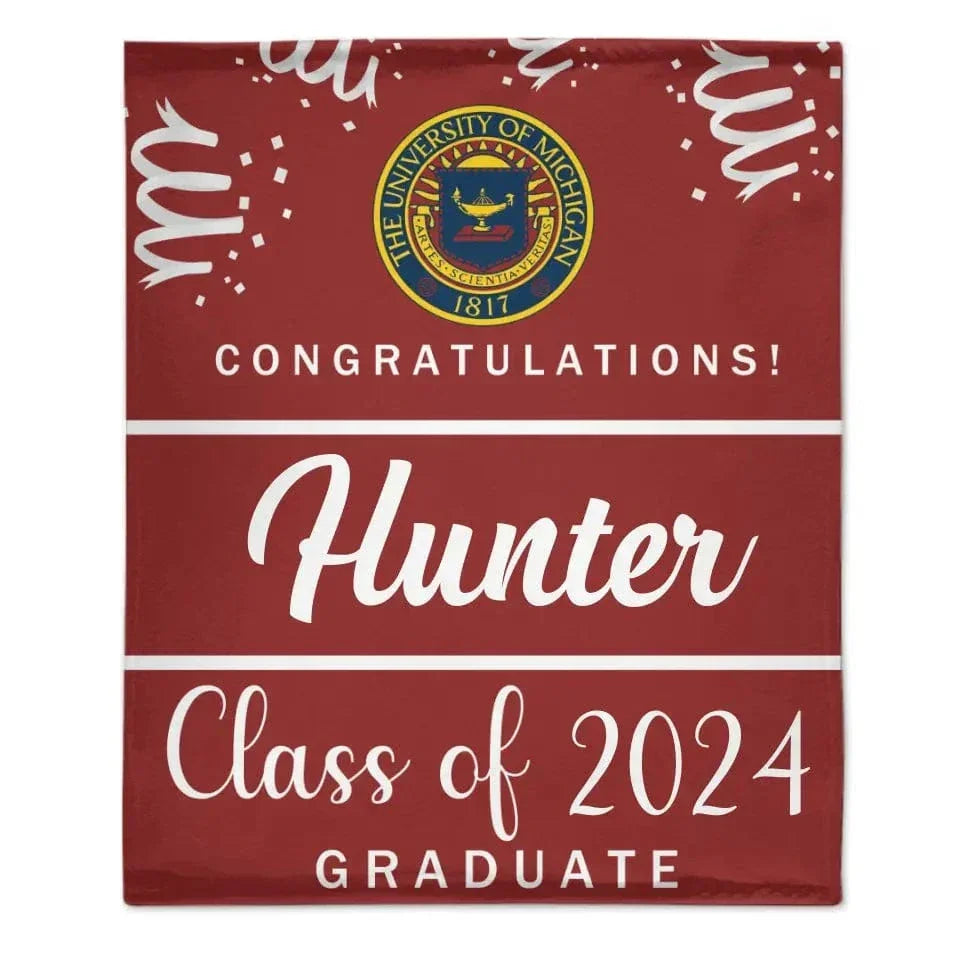 Custom Graduation School Logo Blanket, College Class of 2024 - Joliny