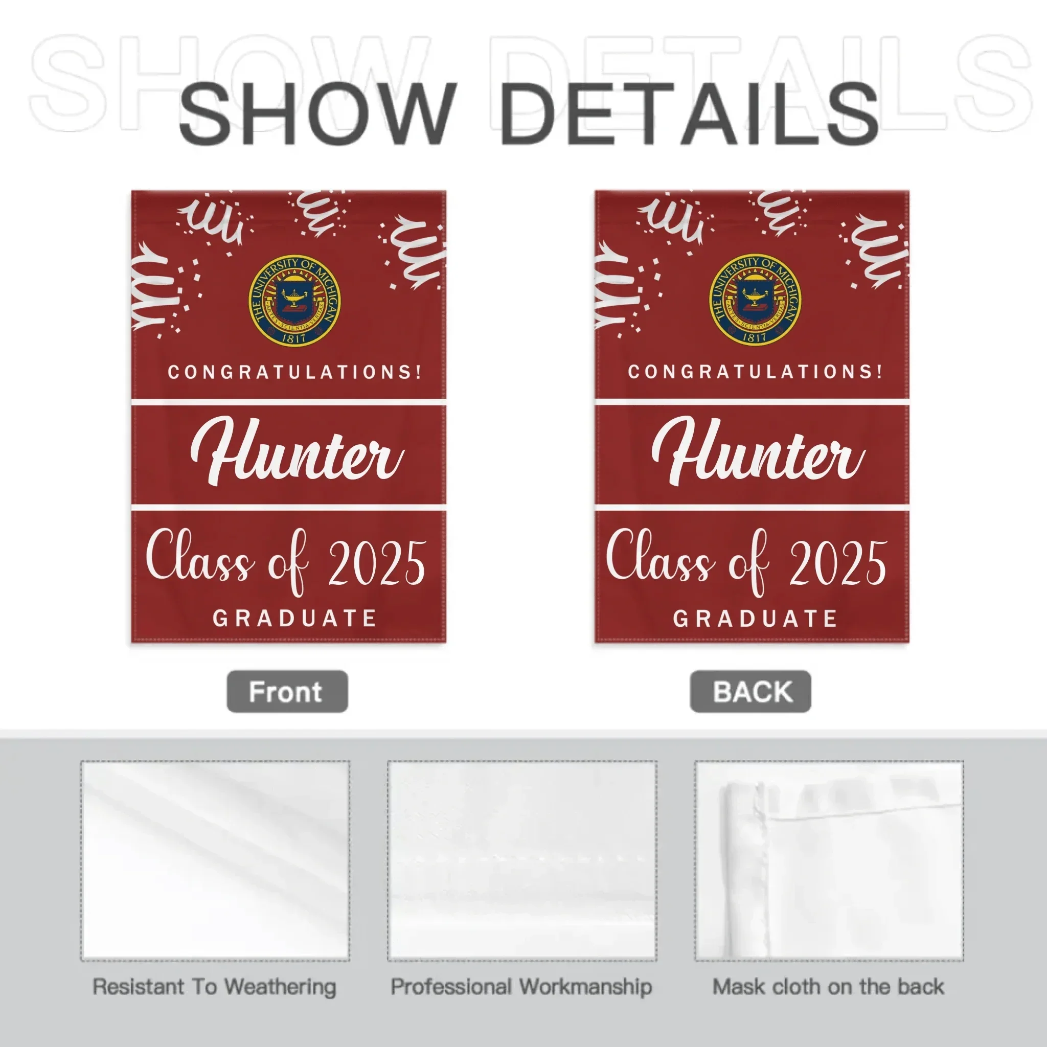 Custom Graduation School Logo Flag, College Class of 2025 Grad Flag - Joliny