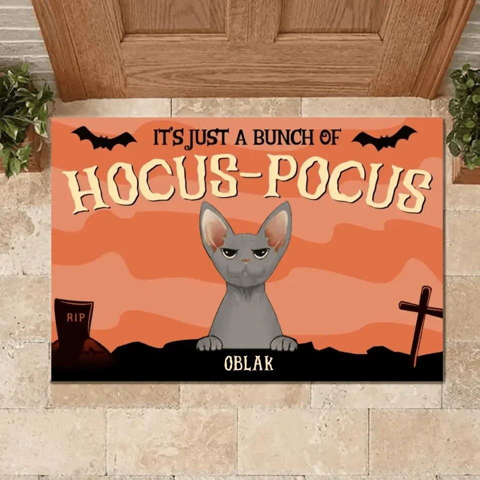 Custom Halloween For Cats Doormat - Personalized Just A Bunch Of Hocus Pocus Decorative Mat - Gift For Pet Lovers - Joliny