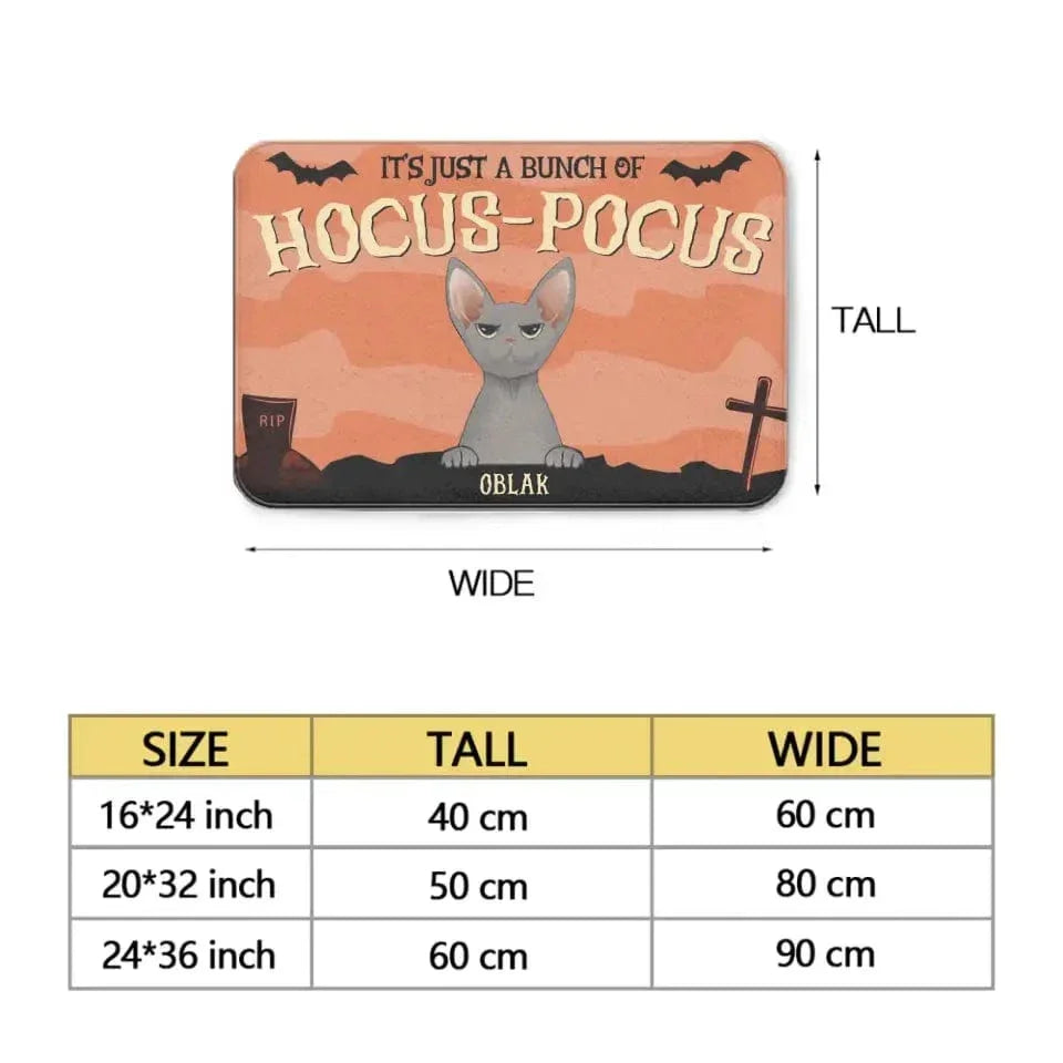 Custom Halloween For Cats Doormat - Personalized Just A Bunch Of Hocus Pocus Decorative Mat - Gift For Pet Lovers - Joliny